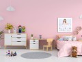 Pink children room interior for mockup, 3D rendering